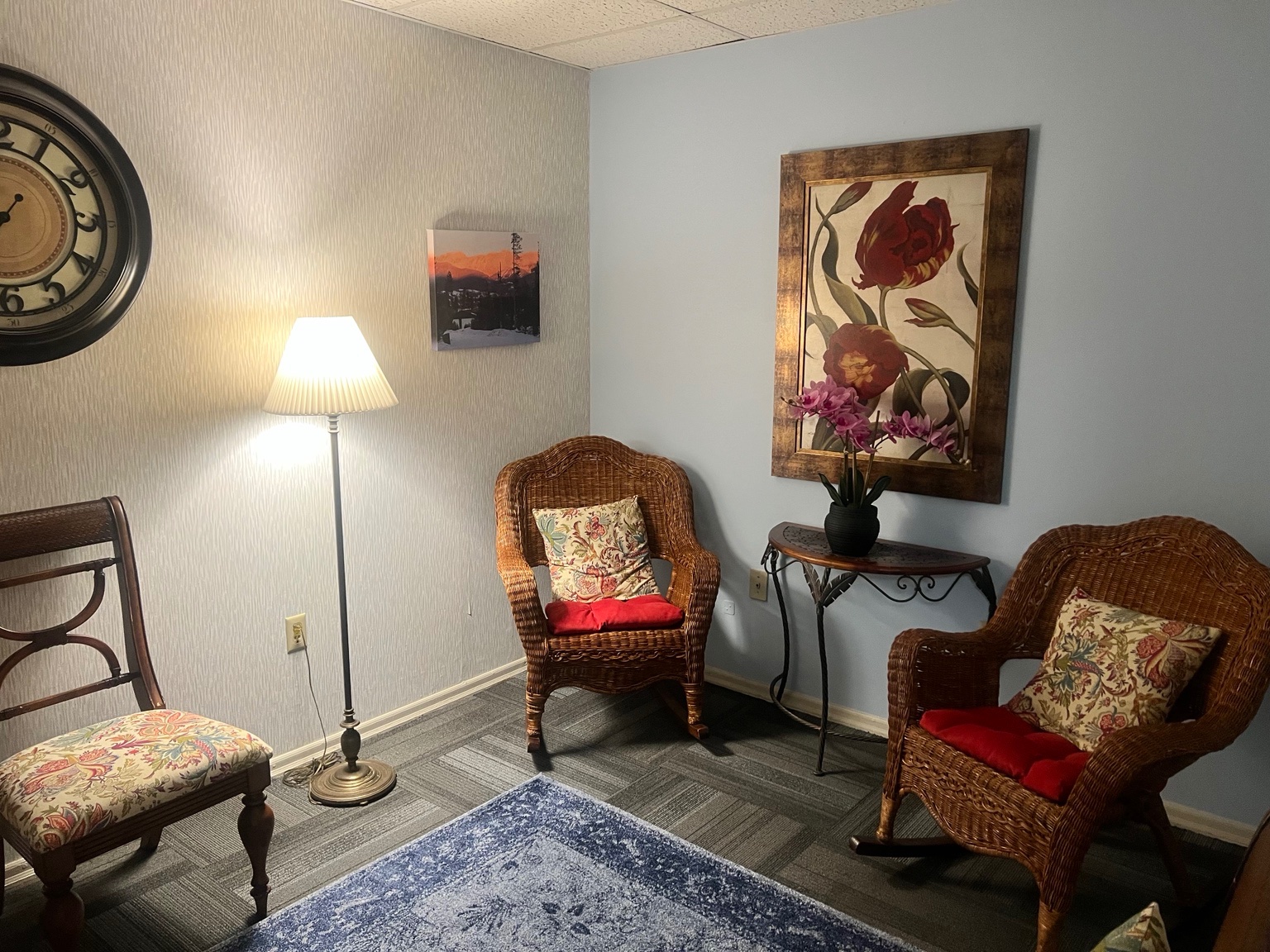 Floral wreath on the door of Cynthia Benedict's counseling office at 1855 West SR 434, Suite 216, Longwood, Florida